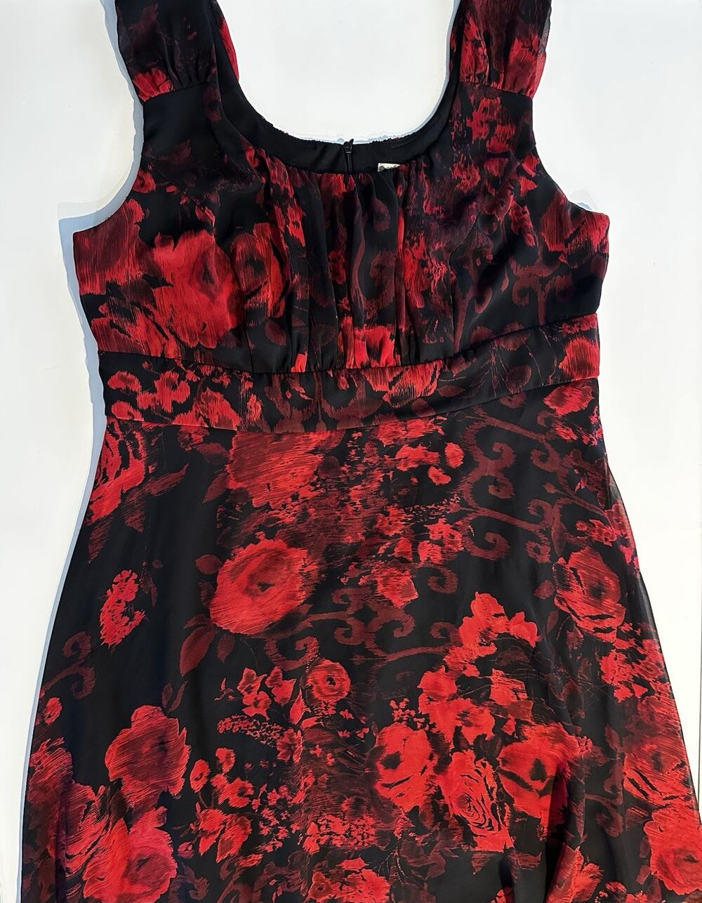 Signature Ella Womens Floral Red Black Dress 16W Whimsigoth Dark Witchy Vamp Y2K